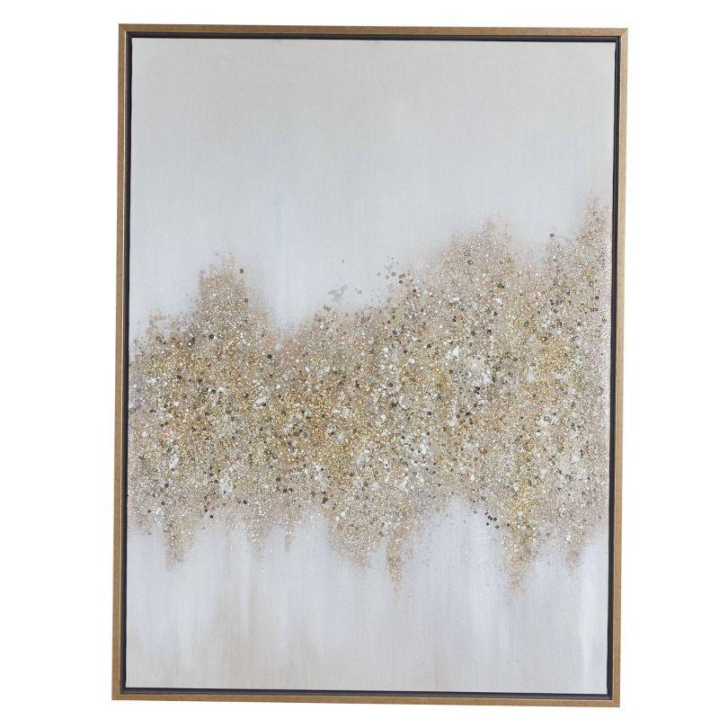 Gold Glitter Abstract Geode Canvas Wall Art with Frame