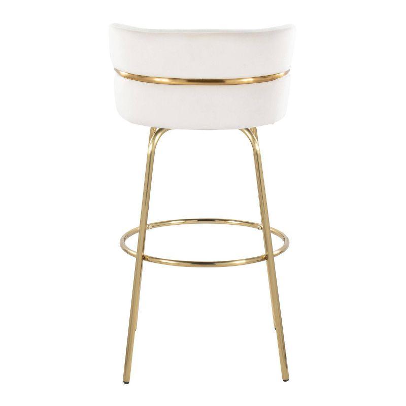 Set of 2 Cinch-Claire Barstools Gold/Cream - LumiSource: Swivel, Velvet Upholstery, Metal Base