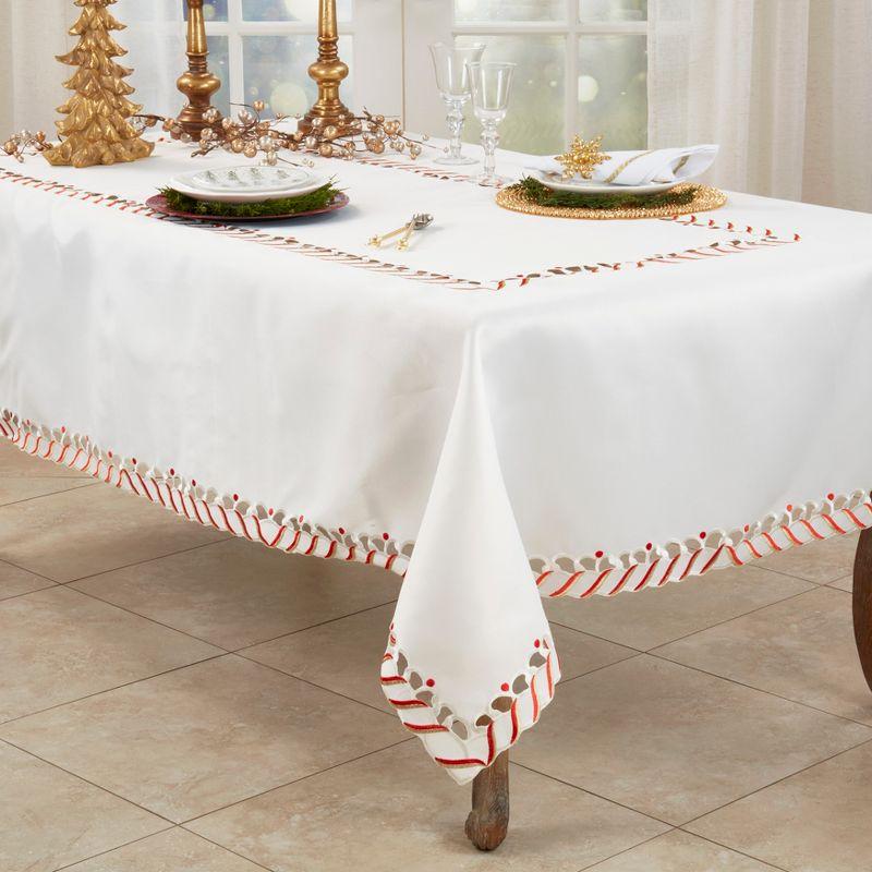 Saro Lifestyle Candy Cane Design Holiday Christmas Tablecloth