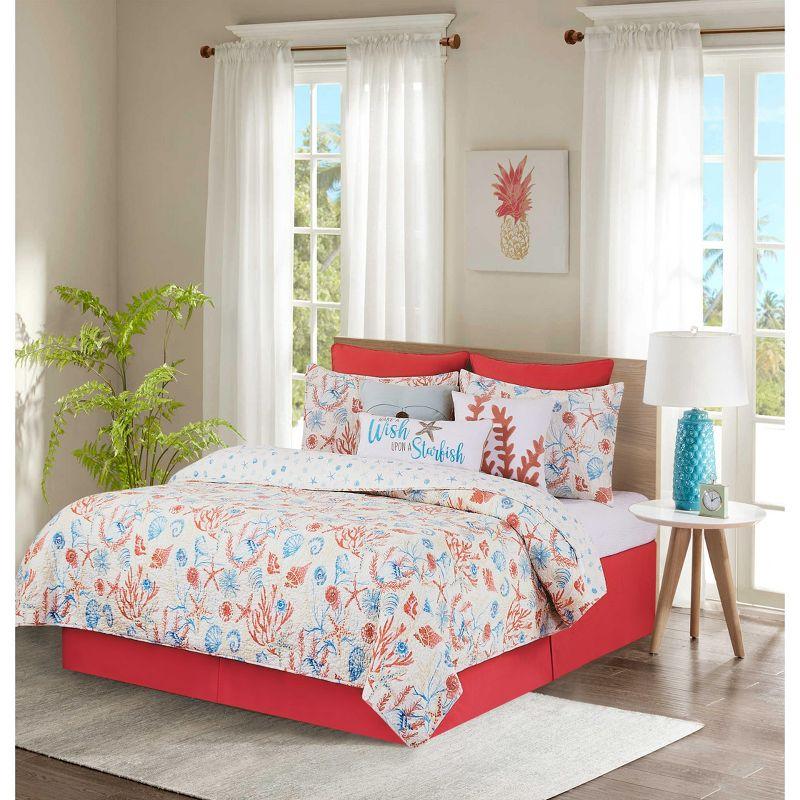 Shelly Shores White Cotton Reversible Twin Quilt Set