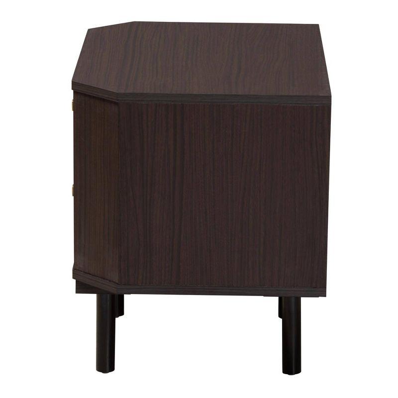 Norwood Two Tone 2 Drawer Wooden End Table Espresso Brown/Black - Baxton Studio: Modern Craftsmanship, Tapered Knobs