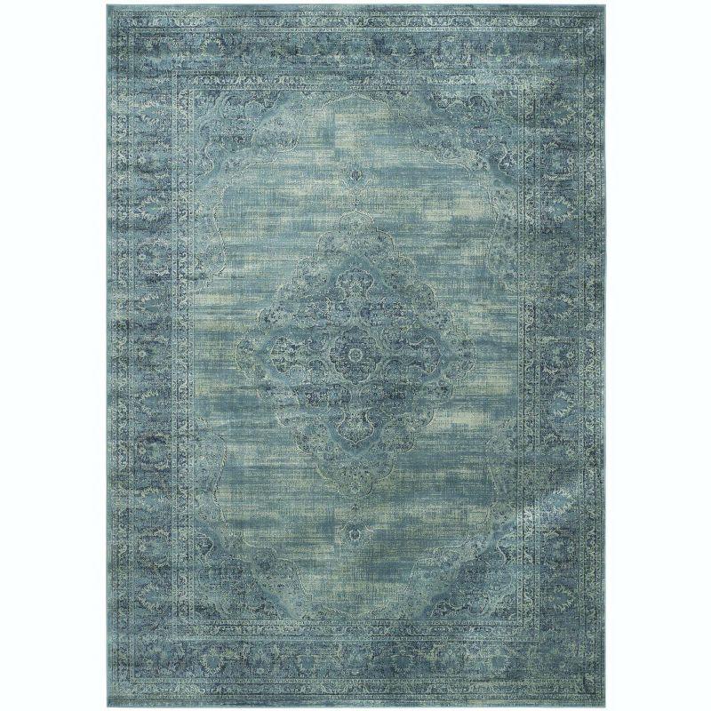 Hand-Knotted Turquoise and Multi Rectangular Area Rug 9' x 12'