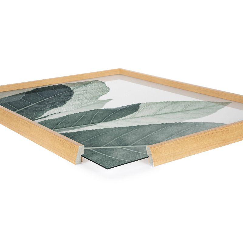 Modern Green Leaf Botanical Framed Glass Wall Art