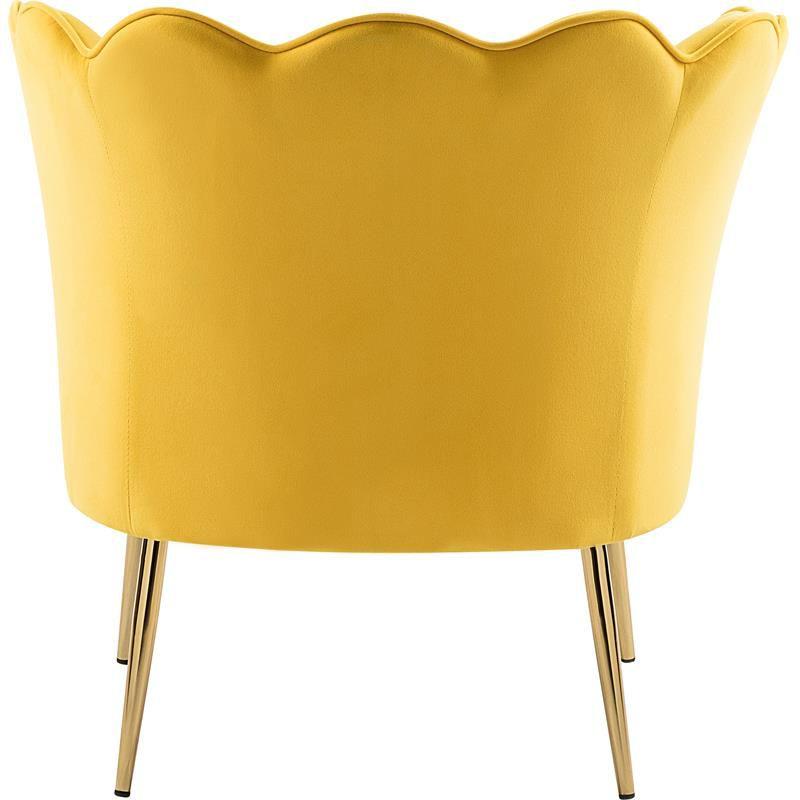 Meridian Furniture Jester Yellow Velvet Accent Chair with Gold Iron Legs