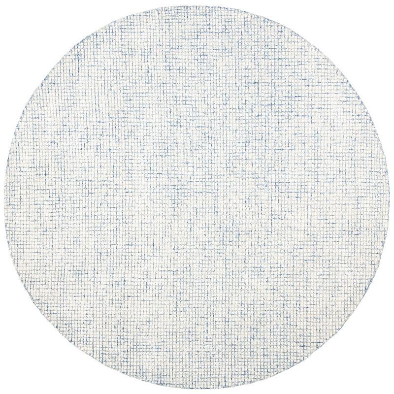 Transitional Blue Ivory Abstract Tufted Round Rug 6'