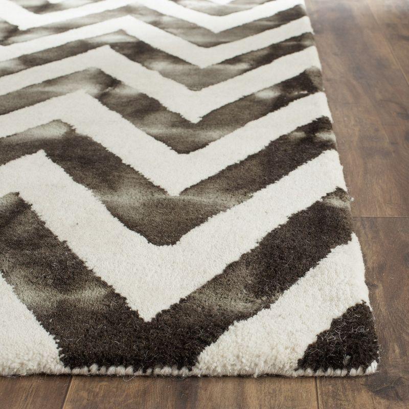 Ivory Charcoal Hand-Tufted Wool Runner Rug 27" x 10"