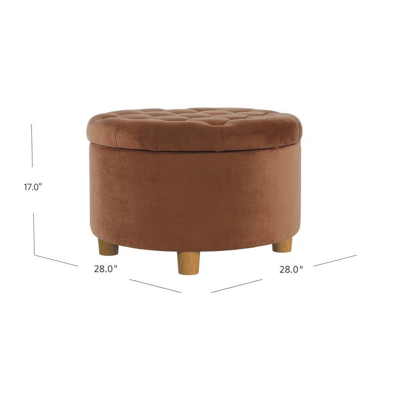 Tufted Round Storage Ottoman Spice Velvet - HomePop