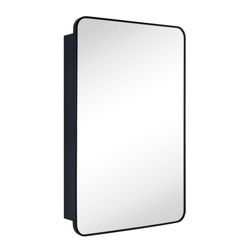 Garnes Black Metal Medicine Cabinet with Mirror, 24'' x 36''