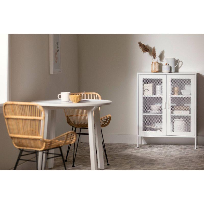 Eddison Mesh 2 Door Storage Cabinet Pure White - South Shore: Metal Frame, Adjustable Shelves, Wall Anchor