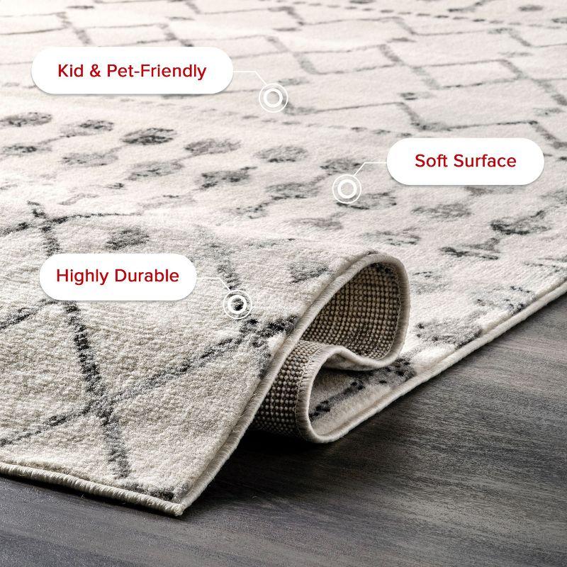 Nuloom 7x9 Zola Geometric Moroccan Indoor Area Rug, Grey, Faded Bohemian Design, Stain Resistant, BedroomLiving Room, Kitchen,