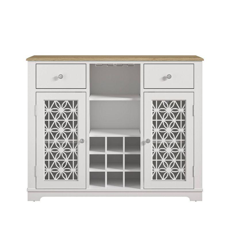 47" Wine Cabinet with Glass Doors Feature and Silk-Screened Pattern Design Cool Gray - Festivo