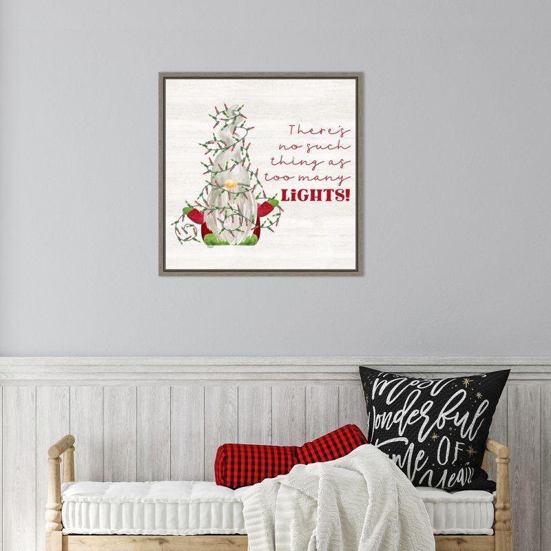 Amanti Art Gnome for Christmas Sentiment V-Lights by Tara Reed Canvas Wall Art Print Framed 22 x 22-in.