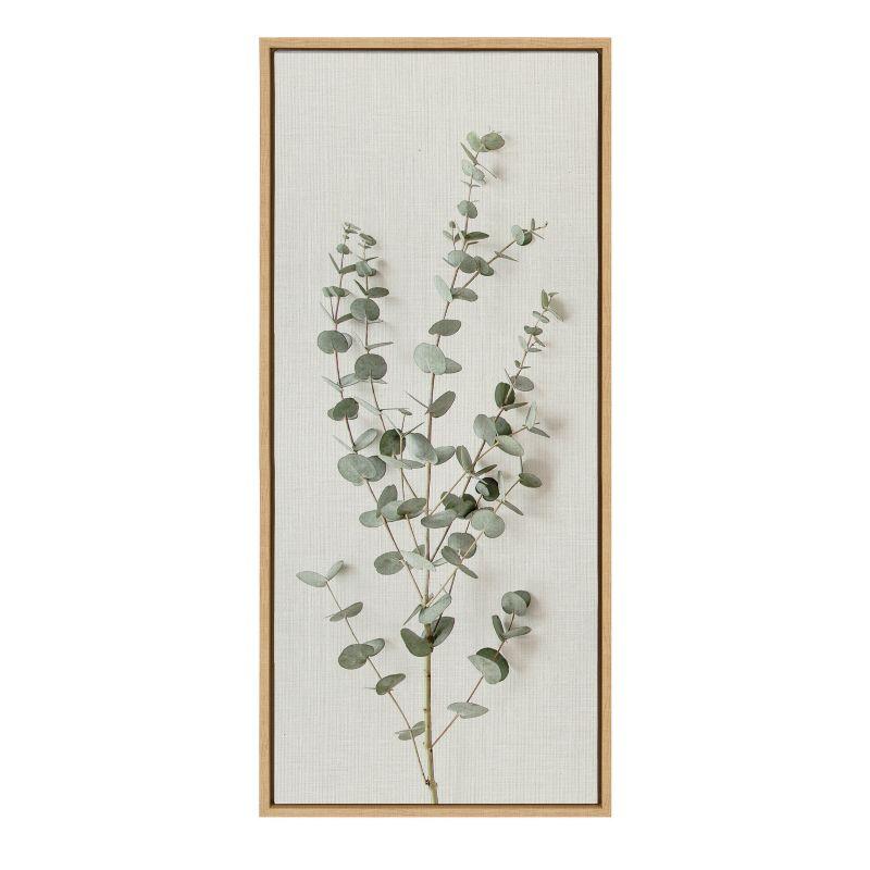 Kate and Laurel Sylvie Eucalyptus Botanical I Framed Canvas by The Creative Bunch Studio, 18x40, Natural