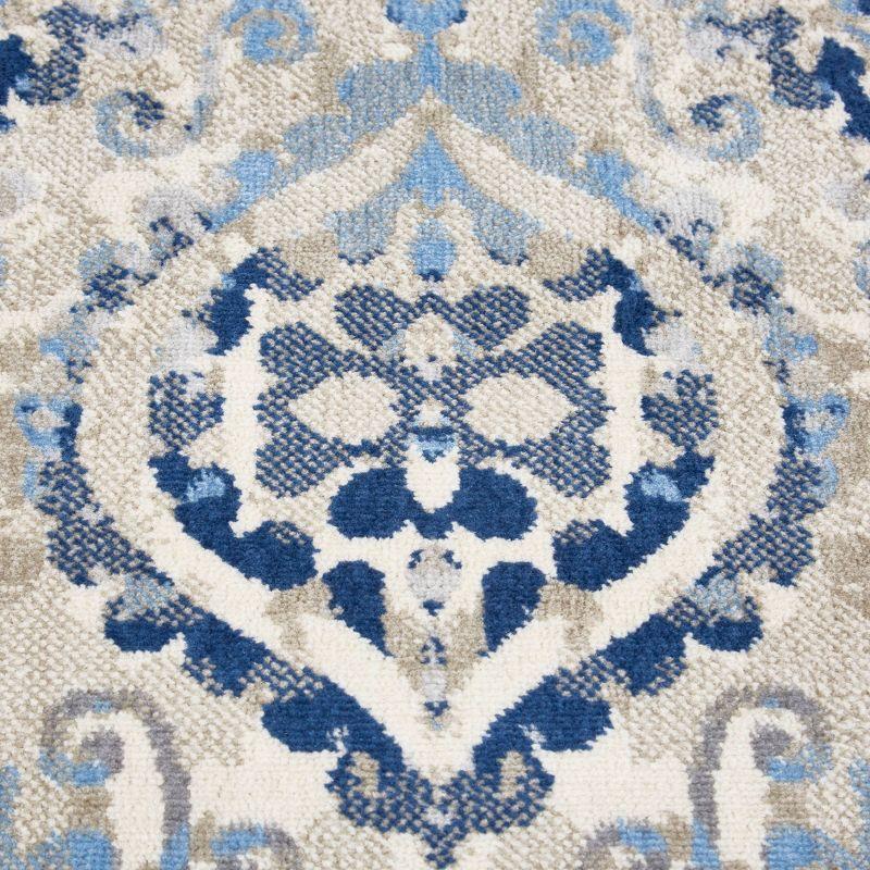 Home Dynamix Melrose Audrey Ogee Damask Area Rug, Ivory/Blue, 7'10"x10'2"