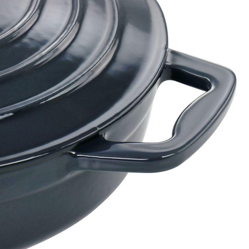 MegaChef 2 Quart Round Enameled Cast Iron Braiser Pan in Dark Blue