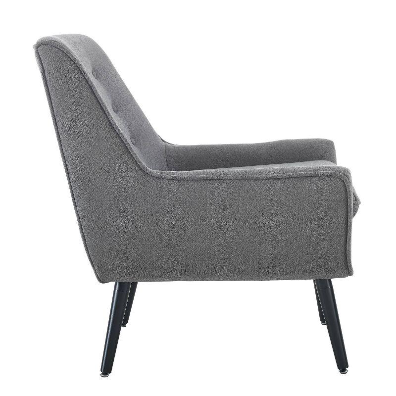 Trelis Mid-Century Modern Retro Style Accent Chair Gray - Linon: Upholstered Rubberwood Frame, Tufted Back, Foam Cushion