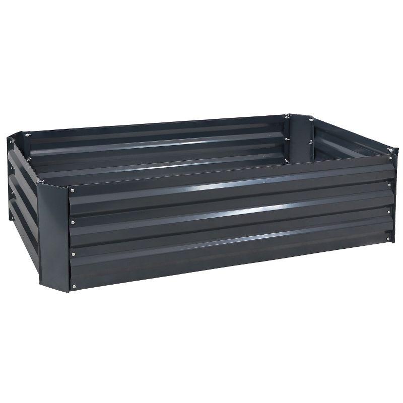 Sunnydaze Hot Dip Galvanized Steel Raised Garden Beds for Plants, Vegetables, and Flowers - 48" L x 11.75" H - Dark Gray - 2pc