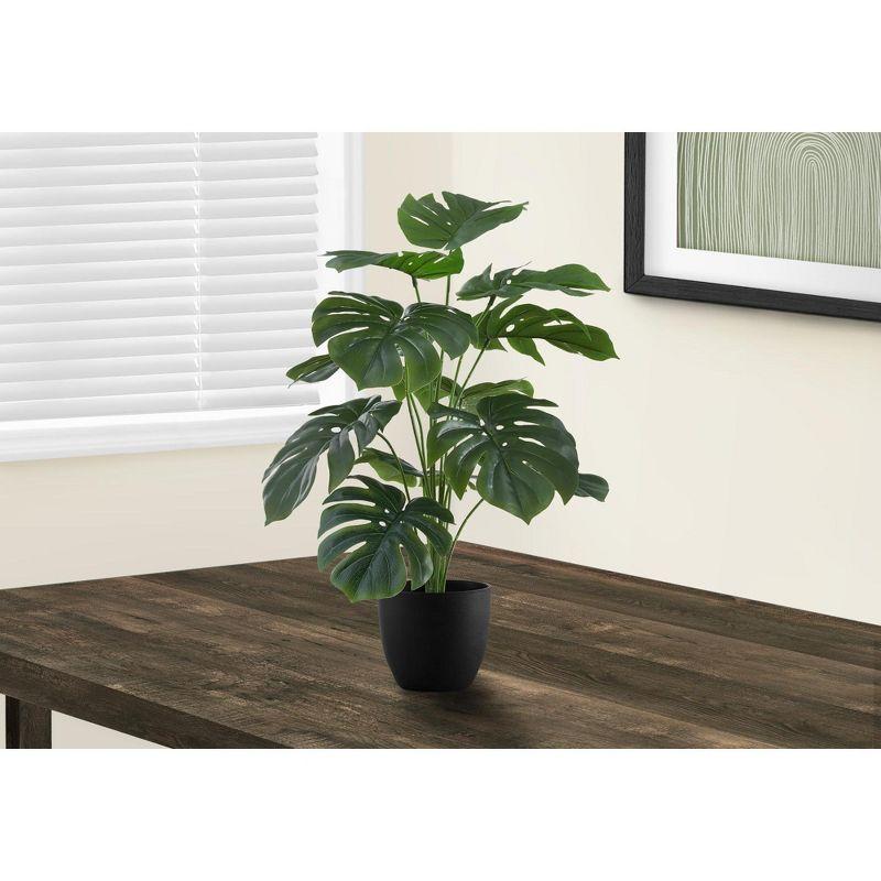 24" Green Monstera Artificial Indoor Floor Plant in Black Pot