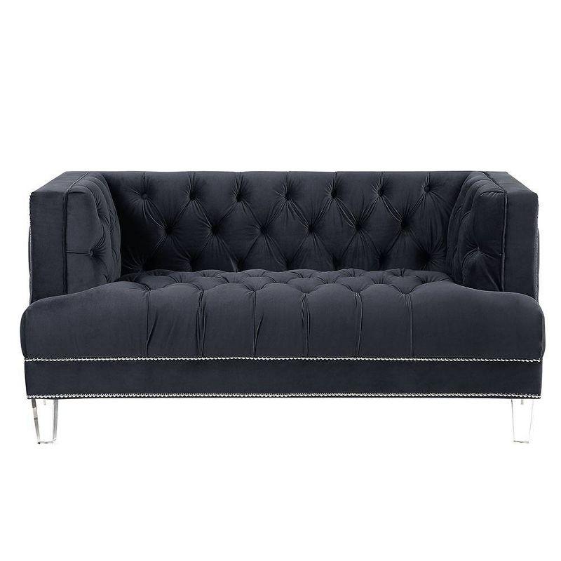 64" Ansario Sofa Charcoal Velvet - Acme Furniture: Acrylic Legs, Includes 2 Accent Pillows