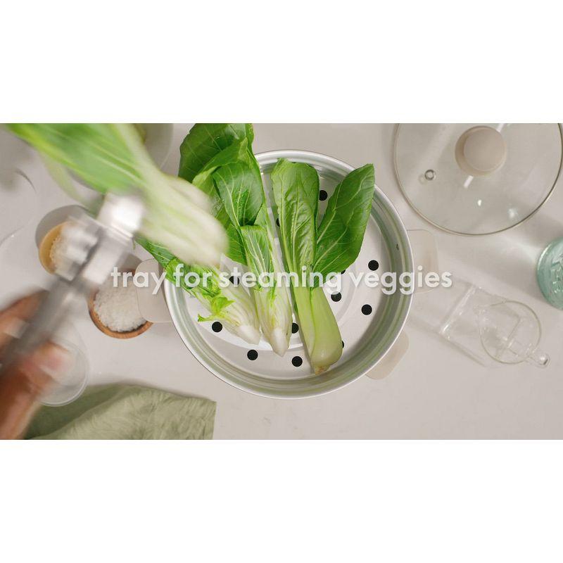 bella 16 Cup Rice Cooker with Steamer Oatmilk: Nonstick Coating, Automatic Keep Warm, Tempered Glass Lid, 2 Settings