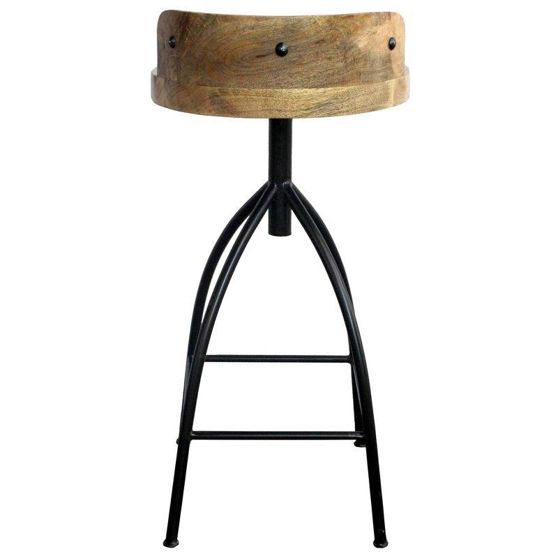 The Urban Port 30-35" Industrial Style Adjustable Swivel Stool with Backrest and Height Options Brown/Black