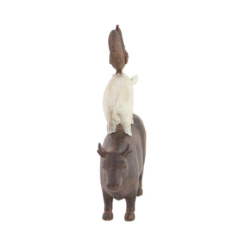 Olivia & May Amazing Animals Stack Sculpture 11"x14": Resin Farm Animal Figurines, Indoor Decorative Object