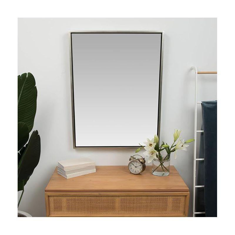 Elegant 30" x 40" Rectangular Polished Silver Metal Framed Mirror