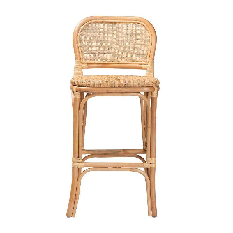 Adrena Rattan Bar Stool Natural Brown - Baxton Studio: Handmade, No Assembly, Bohemian Style