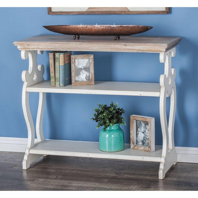 Farmhouse Wood Console Table Off White - Olivia & May: 2-Shelf Design, Tall Profile