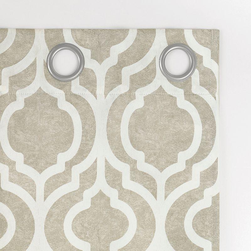 Sun Zero Eldon Gray Trellis Print Blackout Grommet Curtain Panel
