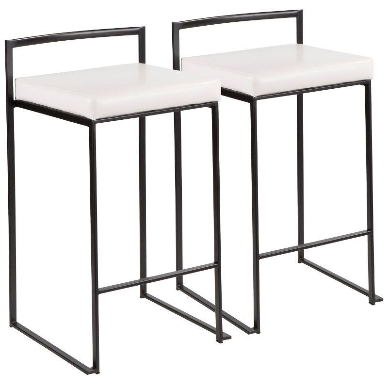 Set of 2 26" Fuji Contemporary Counter Height Barstools White: Padded, Stackable - LumiSource