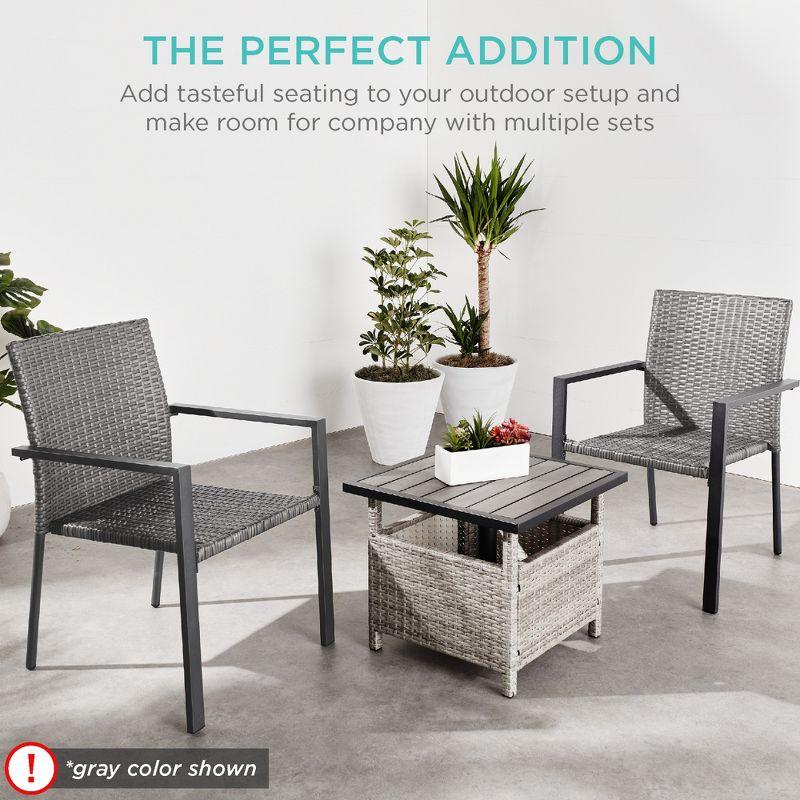 Best Choice Products Set of 2 Wicker Chairs, Stackable Outdoor Dining Furniture w/ Armrests