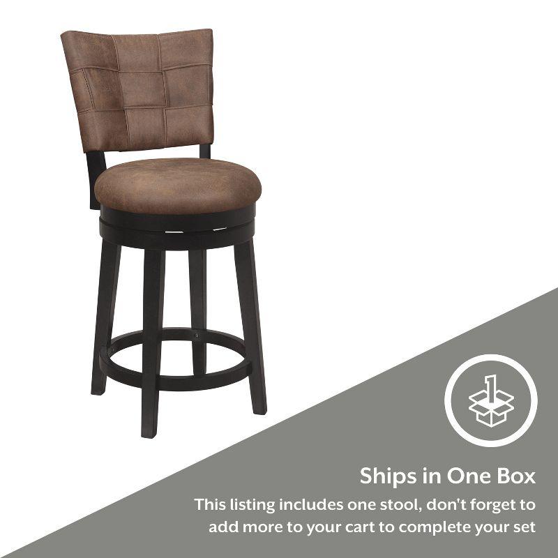 26" Kaede Wood and Upholstered Swivel Counter Height Barstool Black/Chestnut - Hillsdale Furniture: Matte Finish, Polyester, Foam Filled