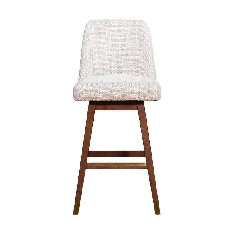 Armen Living Amalie Wood Finish with Fabric Swivel Barstool Brown Oak/Beige