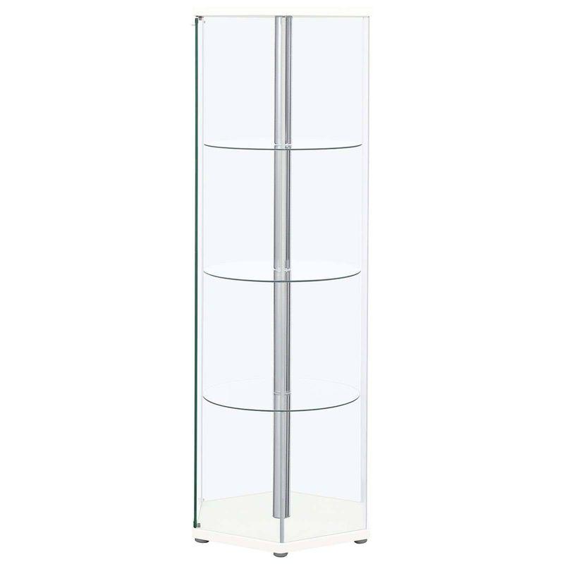 Coaster Zahavah Modern 4 Shelf Hexagon Shaped Glass Curio Cabinet White/Clear