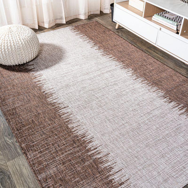 3'x5' Tavira Modern Strie' Indoor/Outdoor Area Rug, Brown/Beige - JONATHAN Y