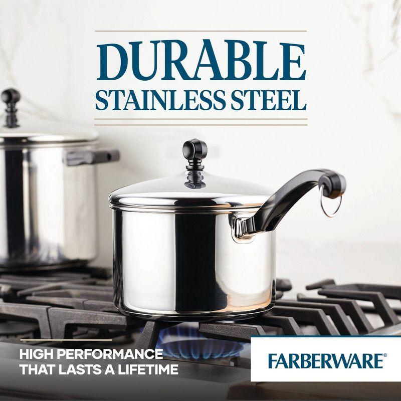 Farberware Classic Series 15pc Stainless Steel and Ceramic Cookware Pots and Pans Set Silver