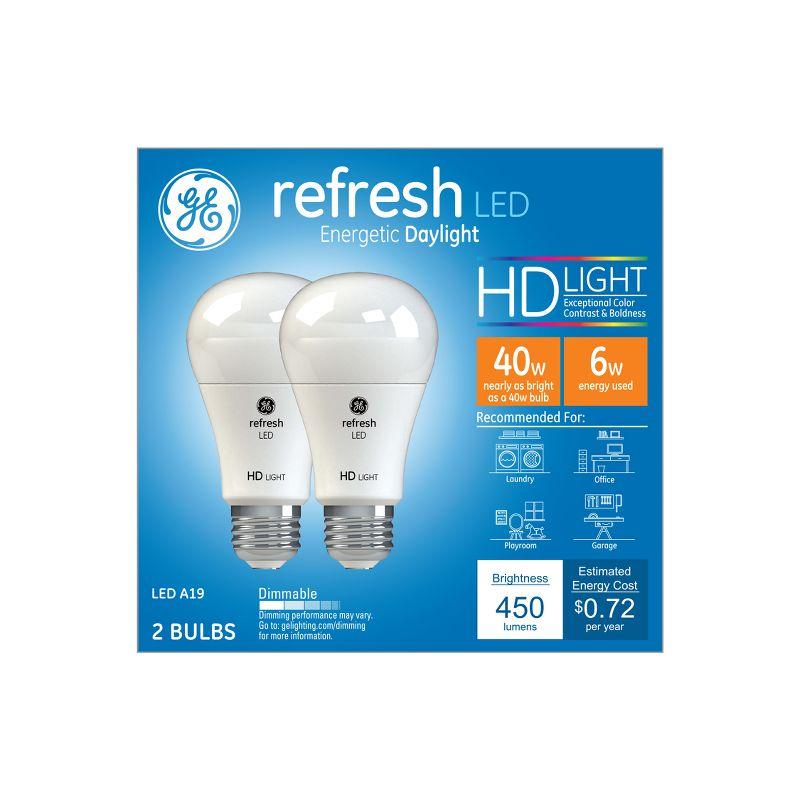 GE 2-Pack 40W Daylight Dimmable A19 LED Bulbs