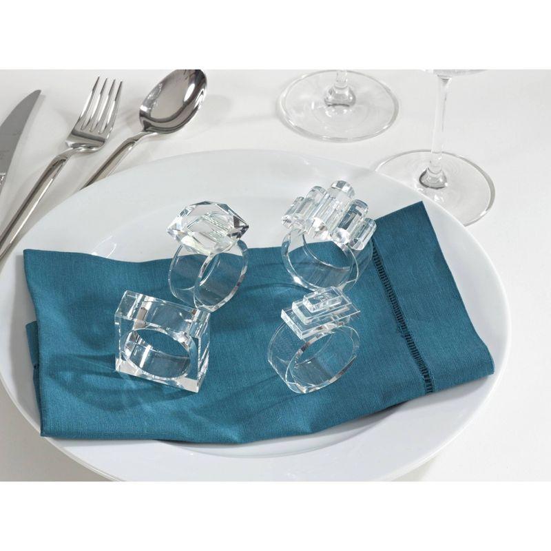 4pk Icicle Inspired Crystal Glass Napkin Rings: K9 High Clarity Lightweight - Saro Lifestyle