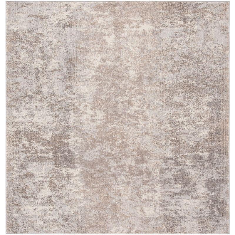 Madison Square 5' GreyBeige Easy-Care Synthetic Area Rug