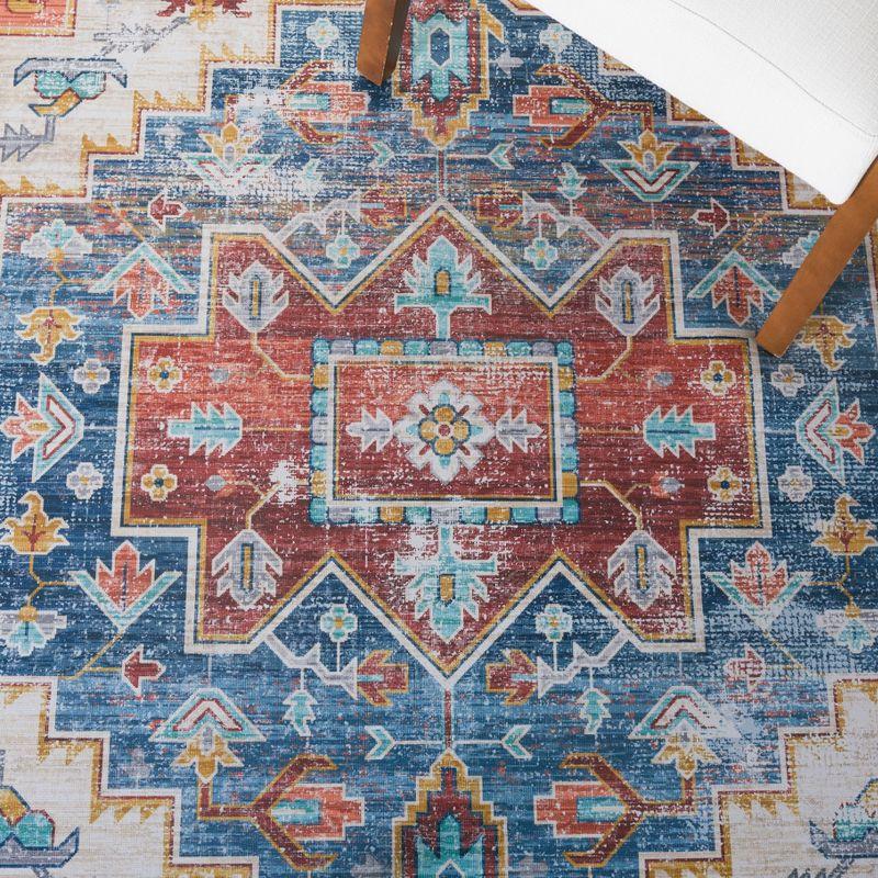 Tucson Vintage Persian TSN116 Power Loomed Machine Washable Skid-Resistant Indoor Accent Rug - Blue/Rust - 3'x5' - Safavieh