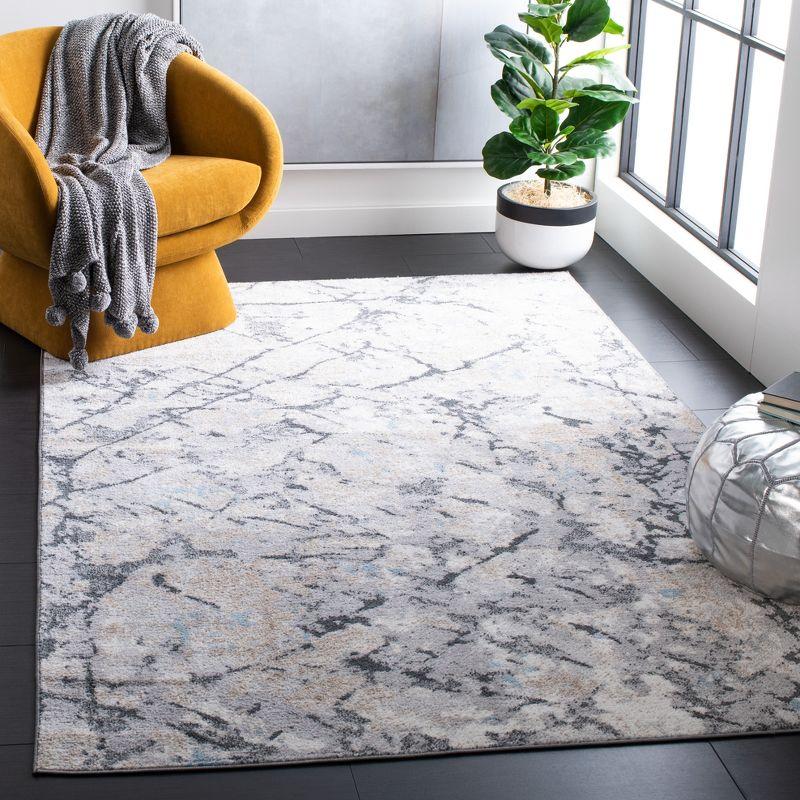 Elysian Ivory & Grey Abstract 8' x 10' Synthetic Area Rug