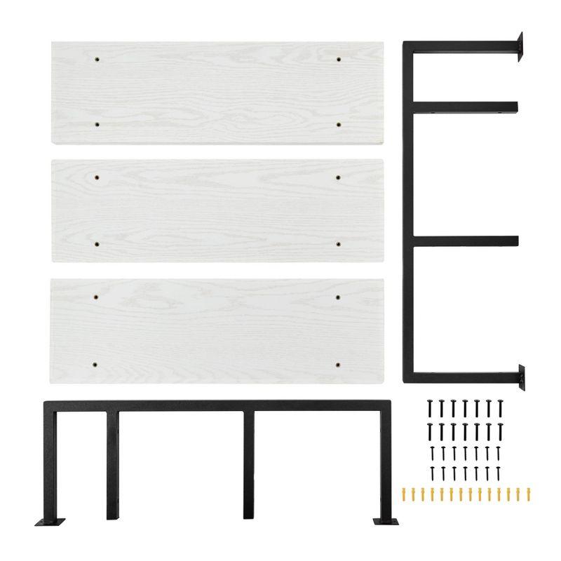 Danya B. 31.5" x 33.2" Modern 3 Tier Hanging Bracket Wall Shelve White Birch: Laminated MDF, Iron Frame, Floating Design