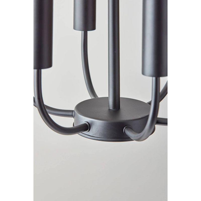 Adesso Rory Pendant Black: Modern Candelabra Style, 6-Arm Metal Ceiling Light Fixture, ETL Listed
