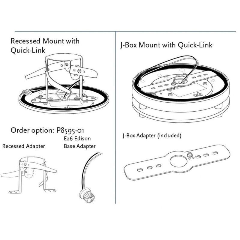 Progress Lighting, Snap-In Collection, 1-Light Flush Mount, Brushed Nickel, Decorative Glass, Polycarbonate Material