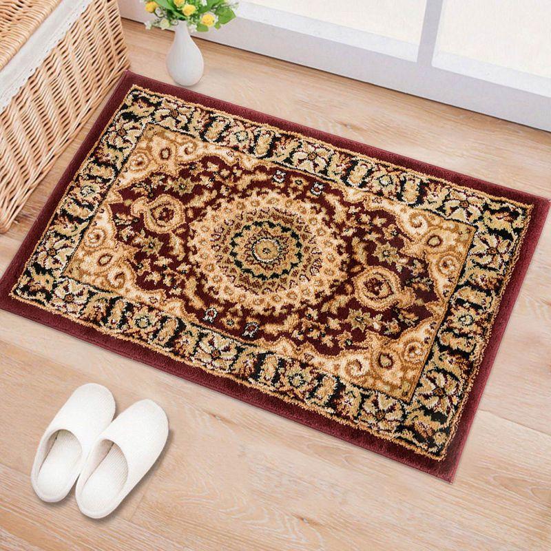 Traditional Oriental Medallion Synthetic Rug - Red, Easy Care 2'x3'