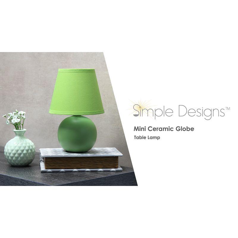 Simple Designs 8.66" Compact Ceramic Globe Table Lamp with Stylish Shade (Includes LED Light Bulb) Gray