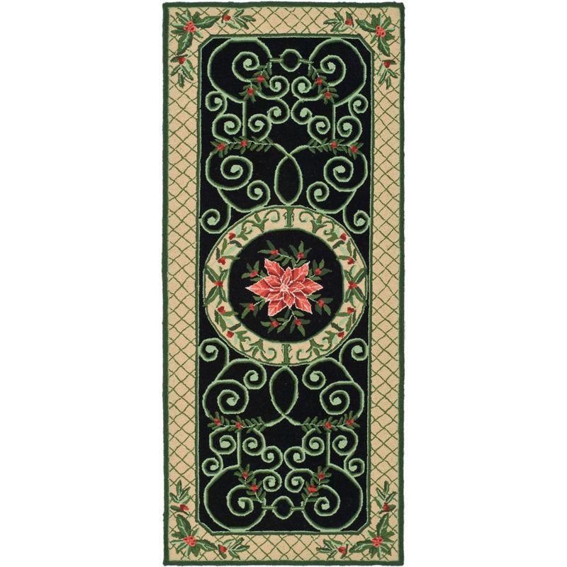 Handmade Ivory Floral Wool Runner Rug