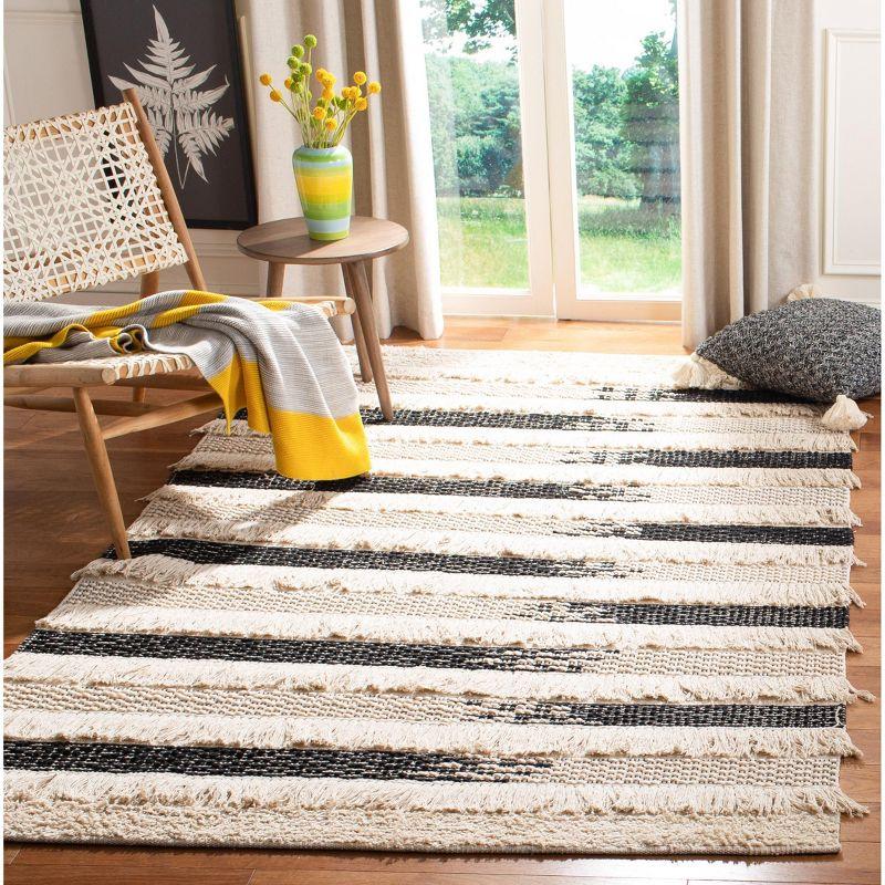 Gracie Oaks Jessen Natura Hand Woven Cotton Striped Rug