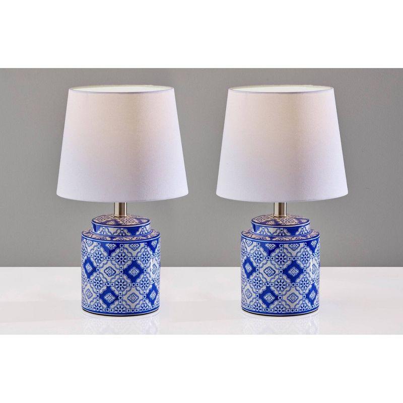 Polly 17" White and Blue Ceramic Table Lamps Set of 2